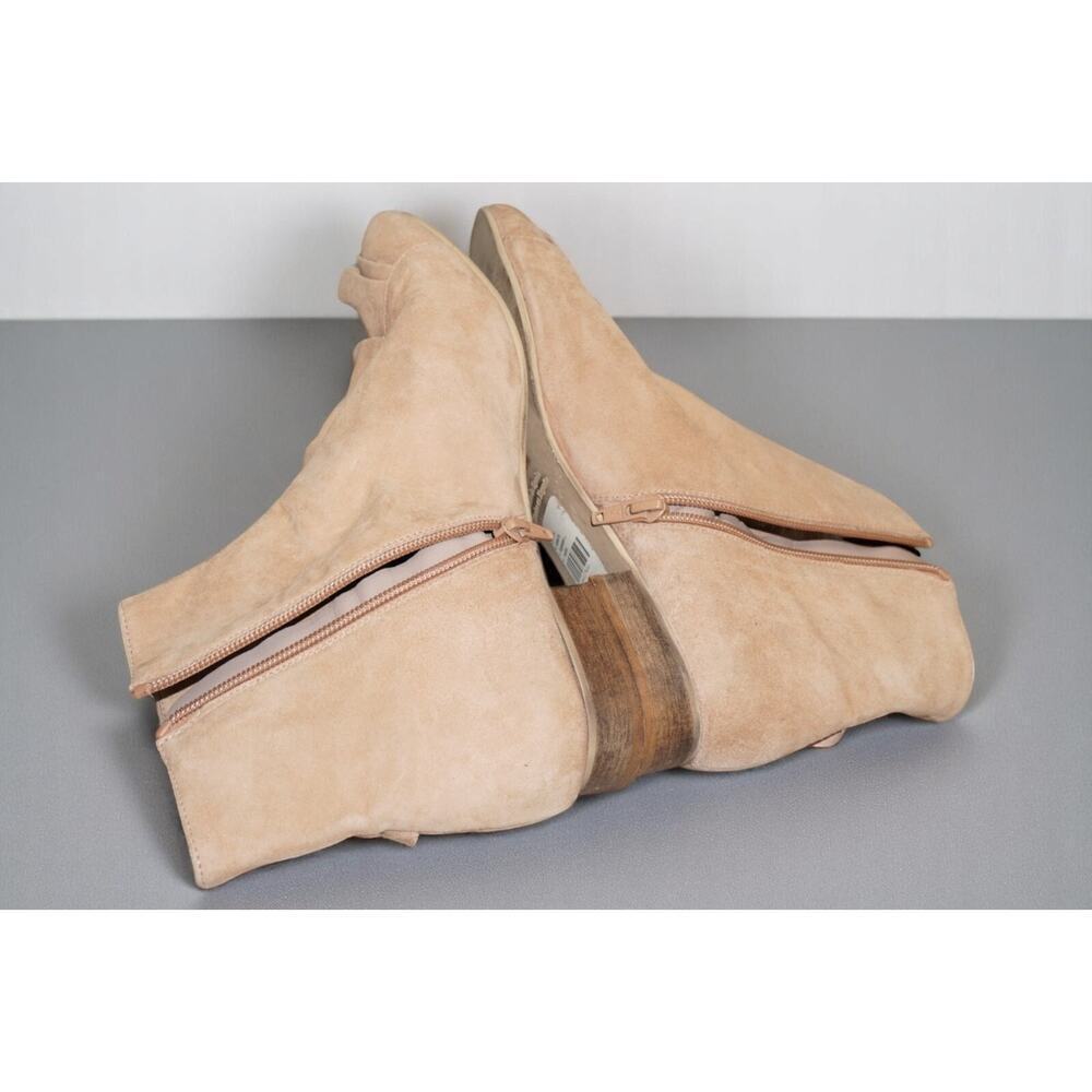 Anthropologie Suede Ruffle Ankle Boots Womens 38 Camel Boho Western - Picture 12 of 12